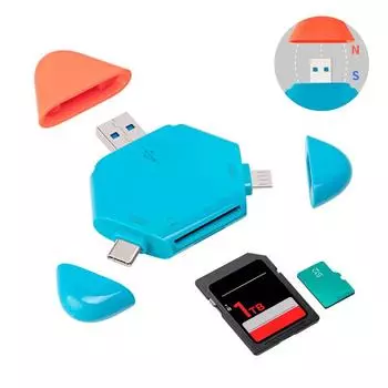 All in 1 Memory Card Reader Multi in 1 Magnetic Cover USB Micro USB Type-C TF/SD-Card External Card Reader for Computer