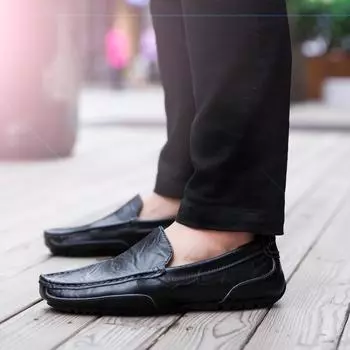 All Match Men s Leather Moccasins Simple Sense 4 Seasons Male Driving Peas Shoes Office Walking Flat Loafers Soft Breathable 37 чёрный