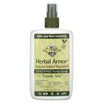 All Terrain, Herbal Armor, натуральный репеллент от насекомых, спрей-распылитель без ДЭТА, 8,0 жидких унций (240 мл)