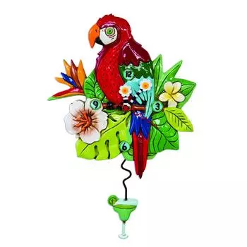 Allen Designs [Q9500] - Разноцветные настенные часы Allen Designs (тропический попугай) - 35x22 см