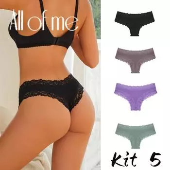 Allofme 5 шт./компл. кружевные стринги для женщин сексуальные стринги с низкой посадкой дышащее белье сексуальные стринги для женских трусиков с Т-образной спинкой полые трусики с цветочным принтом S