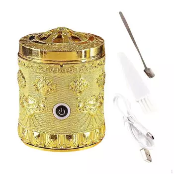 Alloy Incense Burner as a Gift, Auto Shut Off Feature with Quick Heating Golden