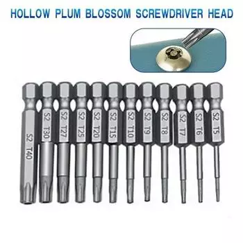 Alloy Steel Hardened 12 Piece Hollow Blade Screwdriver Bits Length S2 Hex Handle Screwdriver Bits, Electric Tool Drill Set, 50mm 50mm