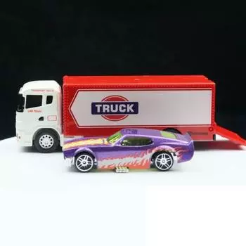 Alloy Trailer Simulation Double Decker Truck Tractor Model Toy Collection For Truck Red