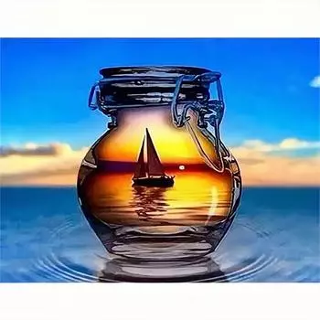 Алмазная картина Пейзаж Море DIY Вышивка крестиком Парусная лодка Фотографии Стразы Мозаичный Декор для дома 30x40 см/12x16 дюймов 30x40cm NO Frame
