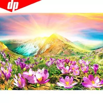 Алмазная мозаика Полный дисплей Пейзаж Алмазная вышивка 5d Цветы Алмазная картина Круглый домашний декор 20X30