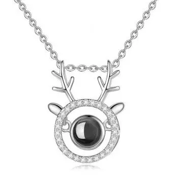 Along The Way, You Are Wearing Diamond Deer Head Pendant Necklace, Girl Birthday Gifts for Girlfriends