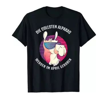 Alpaca Born in April Sunglasses T-shirt
