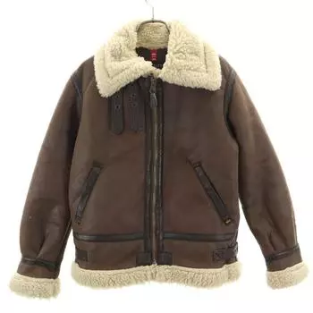 ALPHA INDUSTRIES INC B-3 Fake Mouton jacket S Brown Bomber Flight Women Used