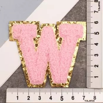 Alphabet 26 Letters Pink Sequins Chenille For Clothing Bags Jacket Sewing Decor Supplies