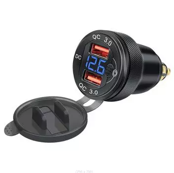 Алюминиевое USB-зарядное устройство с разъемом DIN Hella для быстрой зарядки 3.0 QC 3.0 с двумя USB-портами, водонепроницаемое, с вольтметром и переключателем для BMW