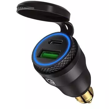 Алюминиевое зарядное устройство USB Type-c Pd Power Delivery 30 Вт Qc 3,0, быстрое зарядное устройство, водонепроницаемое для розетки Hella Din Bmw Ducati Triumph
