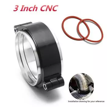 Алюминиевый CNC V-образный хомут для выхлопной трубы с фланцем Анодированный хомут для 3 турбо даунпайпа