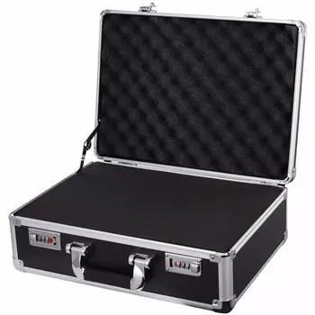 Алюминиевый инструментальный чемодан GAWOOW с подставкой 42 x x 15 см, черный, 30,5 чёрный