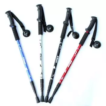 Aluminium Alloy Trekking Poles 3-section Shock-absorbing T-handle Trekking Poles Walking Stick Outdoor Supplies Length Freely Adjustable