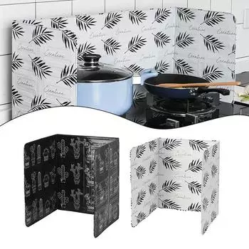 Aluminium Foil Foldable Frying Pan Foil Oil Splash Protection Screen Kitchen Gas Stove Baffle Plate Kichen Cooking Accessories чёрный