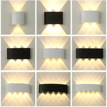 Aluminium LED Wall Lamp IP65 Outdoor Waterproof Garden Balcony Lighting AC86-265 Indoor Bedroom Living Room Stairs Wall Light Cold White 6000K