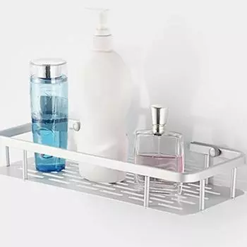 Aluminium Storage Rack Bathroom Shower Bath Holder For Shampoos Shower Gel Kitchen Home Balcony Shelf Hanging Rack Hook серебряный