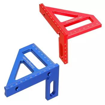 Aluminum Alloy Multi Angle Measuring Ruler Woodworking Square Protractor 45° 90° Miter Triangle-Ruler Utility Scribing Gauge синий