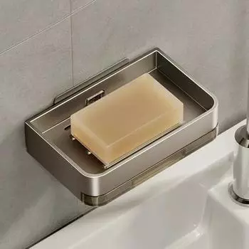 Aluminum Alloy Soap Holder Without Drilling Bathroom Soap Dish with Drain Water Wall Soap Dish Organizer Bathroom Accessories