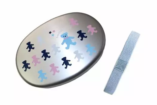 Aluminum lunch box 280ml polyethylene inner lid and rubber ABC bear made in Japan (with band) pattern,