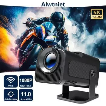 Alwtniet Android 11 390ANSI HY320 Мини-проектор 4K Native 1080P Dual Wifi6 BT5.0 Кинотеатр Уличный Портативный Проектор Модернизированный HY300 EU Plug