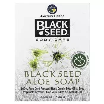 Amazing Herbs, Черный тмин, Уход за телом, Мыло с алоэ, 4,25 унции (120 г)