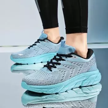 Amazon lightweight fly-woven running shoes soft-soled breathable fly-woven sports shoes low-top lace-up large-size platform men s shoes 39