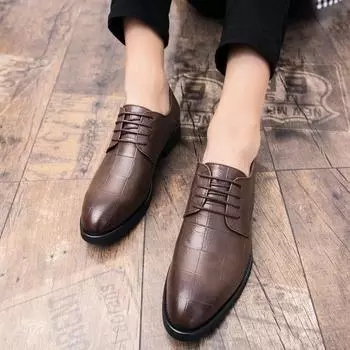 Amazon men s shoes Korean version casual retro leather shoes fashion trend youth board shoes hairstylist with pants 37 чёрный