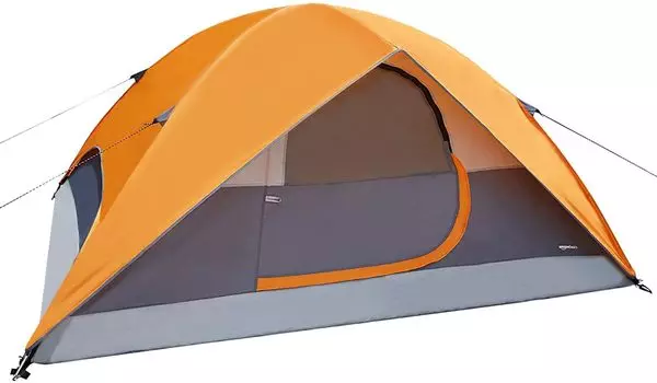 Палатка AmazonBasics Dome для 4 человек с тентом Rainfly xx Orange and Gray 2.7 2.1 1.2m