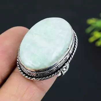 Amazonite Gemstone Handmade 925 Sterling Silver Jewelry Ring Size 7.5 u8L33