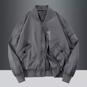 American Baseball Uniform with Cotton Jacket Men s Spring and Autumn New Casual Short Jacket Thickened Cotton-padded Jacket Plus Size Spring Thin M