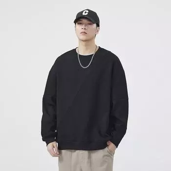 American high street round neck sweatshirt for men in autumn new style loose trendy fashion simple versatile top for boys S