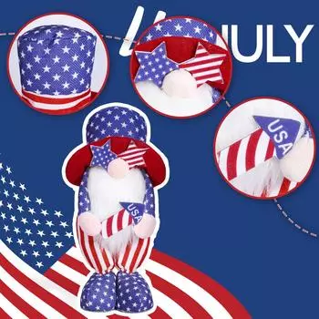 American Independence Day Faceless Doll Standing Dwarf Elderly Doll Decoration Gift Holiday Atmosphere Ornament One Size