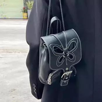 American Retro Hollowed-out Butterfly Mini Cute Backpack, Niche Design, Hot Girl Versatile Small Backpack чёрный