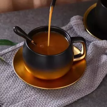 Американская керамическая чашка для кофе с постепенным увеличением, креативная матовая чашка и блюдце, набор, маленькая роскошная английская кружка для послеобеденного чая, подарочные кружки 280ml