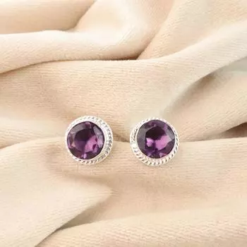 Amethyst Gemstone 925 Sterling Silver Jewelry Handmade Earrings 0.53 For Women EE-147-4