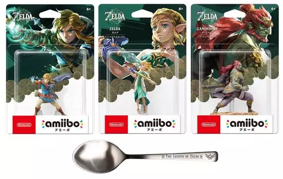 amiibo Линк и amiibo Зельда и amiibo Ганондорф [Слезы Королевства] (Серия «Легенда о Зельде») В комплект входит ложка для столовых приборов из нержавеющей стали.
