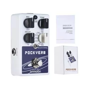 Ammoon POCKVERB Реверберация и задержка Гитарная педаль эффектов 7 эффектов реверберации + 7 эффектов задержки с функцией Tap Tempo True Bypass