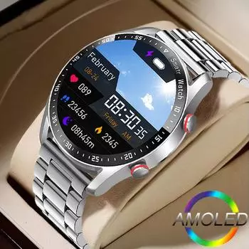 Amoled Ecg+ppgsmart Watch Men Business Watch Sport Fitness Trackers Ip67 Водонепроницаемые мужские умные часы Bluetooth Call+box