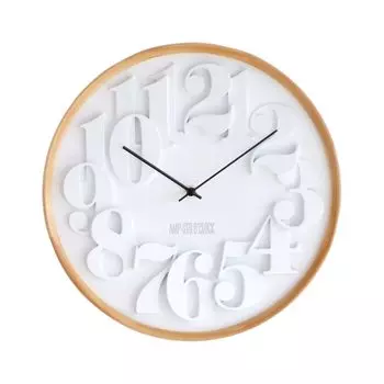 AMPERSAND FACTORY Настенные скандинавские настенные часы No Step Type, деревянные, часы, тихие, стильные, стеклянные, (AMP-C038) белый