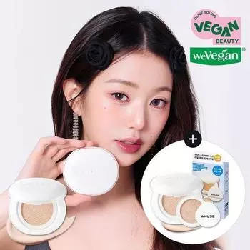 Amuse Ceramic Skin Perfector Cushion Refill Project (оригинальный продукт + сменный блок в подарок) [Exclusive puff] Ceramic cushion puff 5P