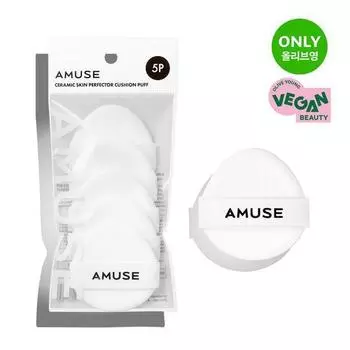 Amuse Dew Jelly Cushion Puff 5P [Water drop type/metic cover] Ceramic cushion puff