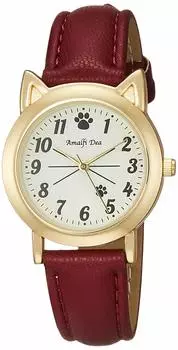 Аналоговые часы Amalfidia с водонепроницаемым кожаным ремешком Cat White Dial Red [Arias] WW20026A-160 женские красный