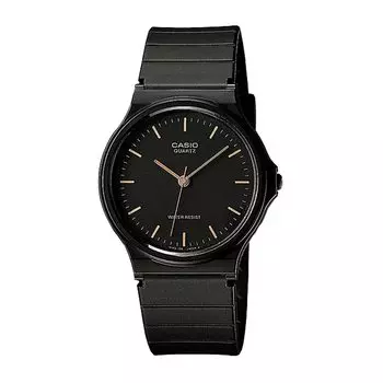 Аналоговые часы CASIO Chipkashi Дешевые часы Casio с уретановым ремешком унисекс, черные и золотые, модель Overseas [Casio] MQ-24-1EL [Товар]