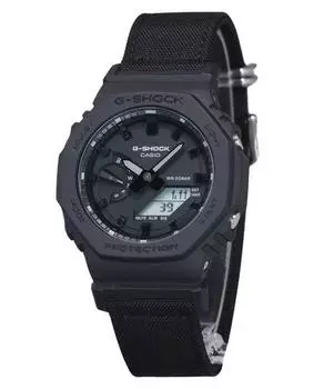 Аналоговые цифровые эко-тканевые ремешки Casio G-Shock с черным циферблатом, кварцевые мужские часы GA-2100BCE-1A 200M чёрный