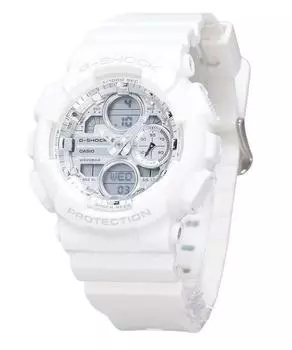 Аналоговые цифровые аналоговые цифровые часы Casio G-Shock из белой смолы с серебряным циферблатом, кварцевые GMA-S140VA-7A, женские часы 200M с ремешком из белой смолы серебряный