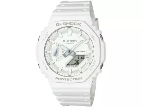 Аналоговые цифровые часы CASIO G-SHOCK GA-2100-7A7JF One Tone Series, белые, 45,4 мм