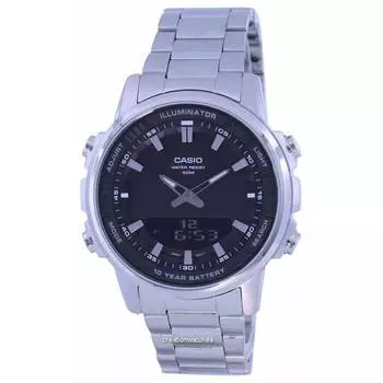 Аналоговые цифровые мужские часы Casio Enticer World Time Telememo AMW-880D-1A AMW880D-1 чёрный