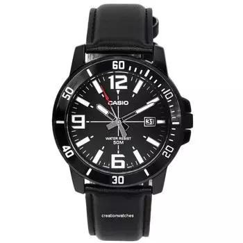 Аналоговые кварцевые часы Casio Enticer с черным циферблатом MTP-VD01BL-1B MTPVD01BL-1B Мужские часы чёрный